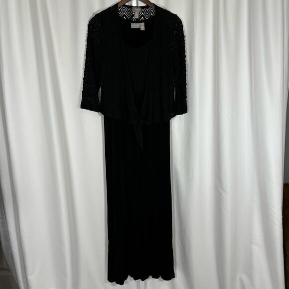 Chico's Travelers Collection Black Maxi Dress w Lace Jacket Sz 2 US L Resortwear - Picture 2 of 15